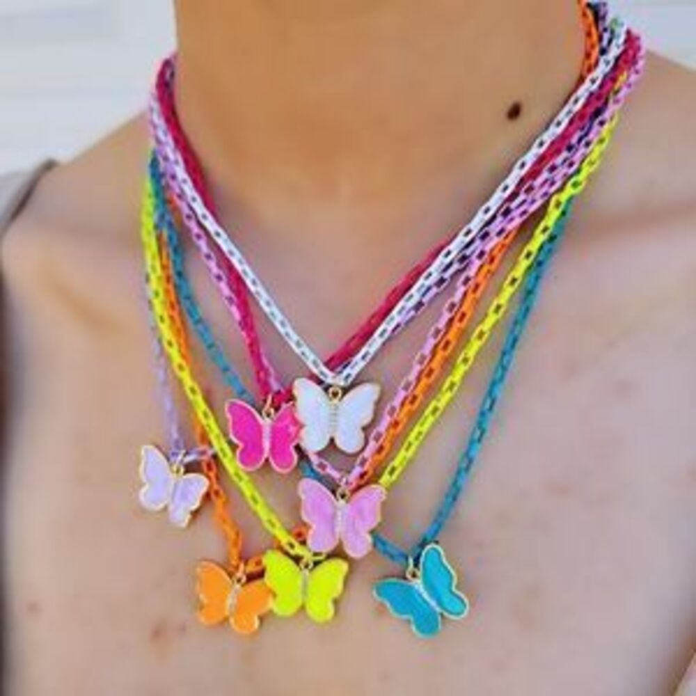 NEW Trendy Colorful box chains with enamel butterfly ??